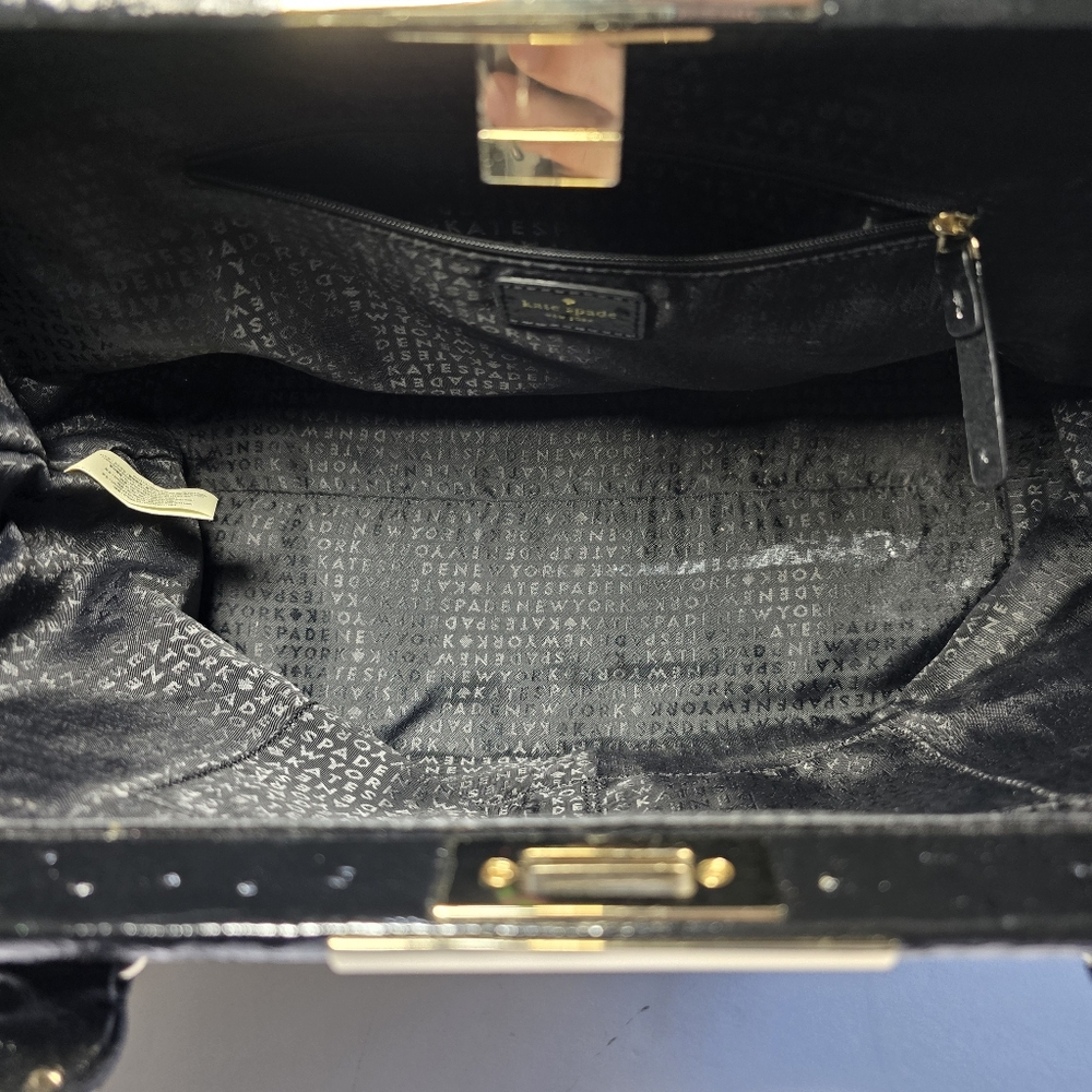 Kate Spade Knightsbridge Constance Leather Satchel Black Ostriche Patent, - Picture 8 of 16